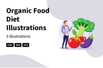 Dieta de Alimentos Orgânicos Pacote de Ilustrações