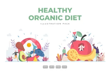 Dieta Orgânica Saudável Pacote de Ilustrações