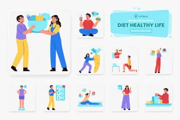 Dieta Vida Saludable Paquete de Ilustraciones