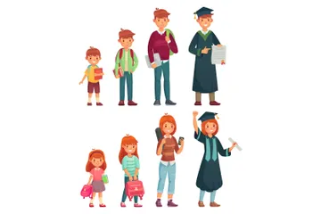 Different Ages Of Students Illustration Pack