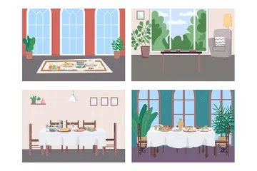 Different Culture Dinner Illustration Pack