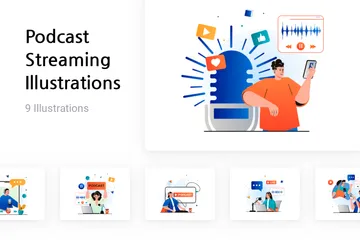 Diffusion de podcasts Pack d'Illustrations