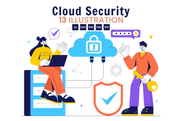 Digital Cloud Security Illustration Pack