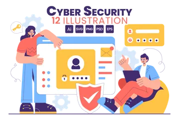 Digital Cyber Security Illustration Pack