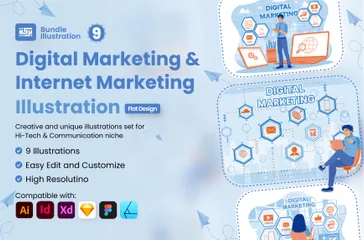 Digital Marketing & Internet Marketing Illustration Pack