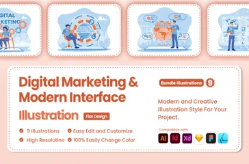 Digital Marketing & Modern Interface Illustration Pack