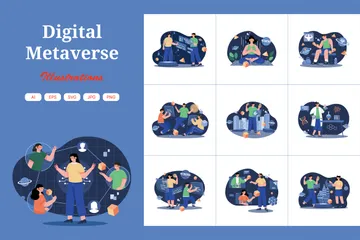 Digital Metaverse Illustration Pack