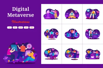 Digital Metaverse Illustration Pack