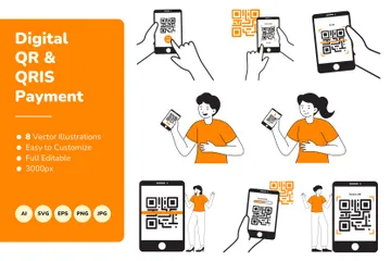 Digital QR & QRIS Payment Illustration Pack