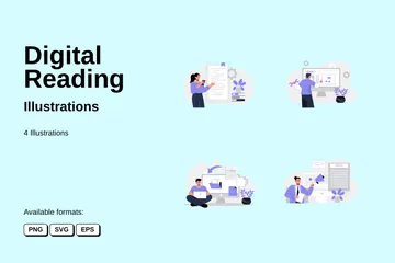 Digital Reading Illustration Pack