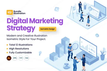 Digitale Marketingstrategie Illustrationspack