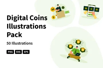 Digitale Münzen Illustrationspack