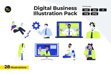 Unternehmer im digitalen Geschäft Illustrationspack