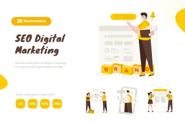 SEO Digitales Marketing Illustrationspack
