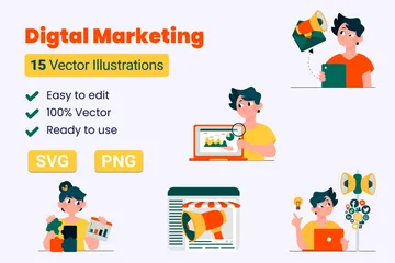 Digitales Marketing Illustrationspack