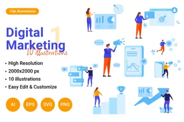 Digitales Marketing Teil 1 Illustrationspack