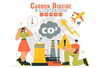 Dióxido de carbono o CO2 Paquete de Ilustraciones