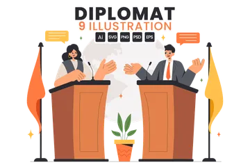 Diplomata Internacional Pacote de Ilustrações