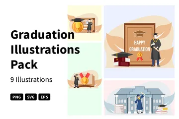 L'obtention du diplôme Pack d'Illustrations