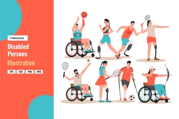 Disabilities Athlete People Illustration Pack