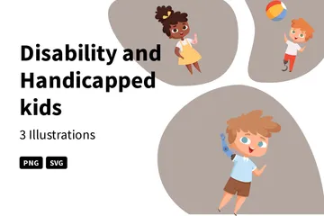 Disability And Handicapped Kids Illustration Pack