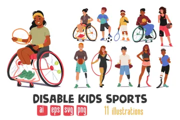 Disable Kids Sports Illustration Pack