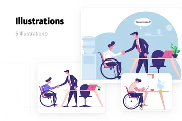 Disabled At Work Illustration Pack