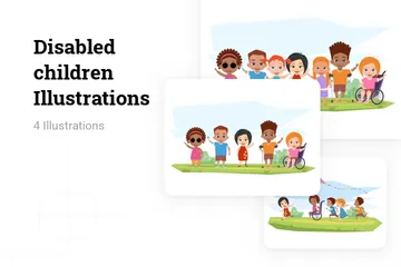 Disabled Children Illustration Pack