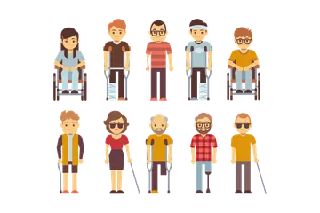 Disabled People Illustration Pack