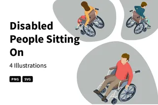 Disabled People Sitting On Wheelchair
