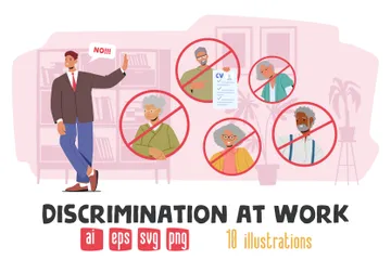 Discriminação no Trabalho Pacote de Ilustrações