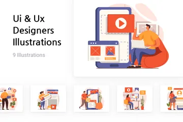 Diseñadores de interfaz de usuario y experiencia de usuario Paquete de Ilustraciones