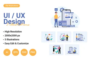 Diseño de interfaz de usuario y experiencia de usuario Paquete de Ilustraciones