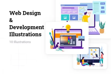 Diseño y desarrollo web Paquete de Ilustraciones