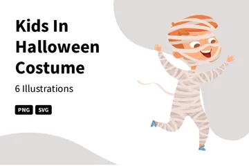Niños disfrazados de Halloween Paquete de Ilustraciones