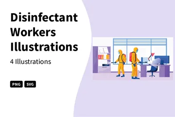 Disinfectant Workers Illustration Pack
