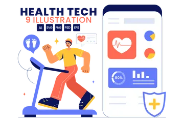 Dispositivos de tecnologia de saúde Pacote de Ilustrações