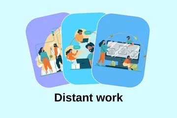 Distant Work Illustration Pack