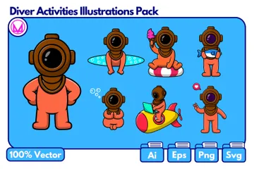 Diver Illustration Pack