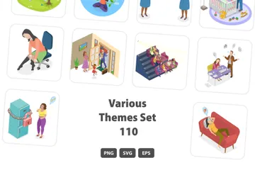 Divers thèmes Set 110 Pack d'Illustrations