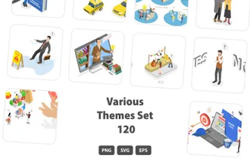 Divers thèmes Set 120 Pack d'Illustrations