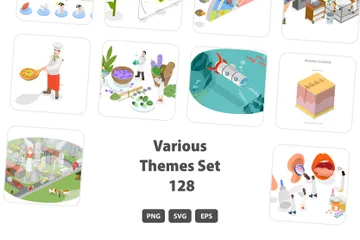 Divers thèmes Set 128 Pack d'Illustrations