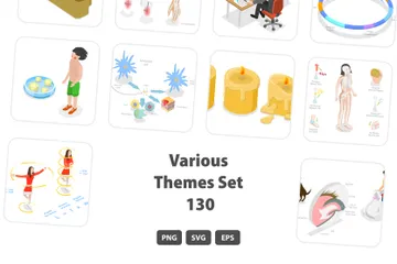 Divers thèmes Set 130 Pack d'Illustrations