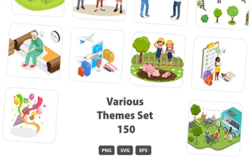 Divers thèmes Set 150 Pack d'Illustrations