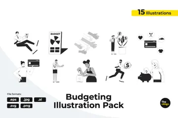Diverse Characters Engaging In Financial Activities Illustration Pack