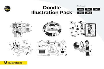 Diverse People Occupations Doodle Illustration Pack