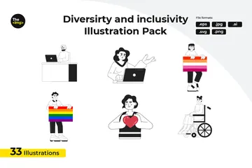 Diversidad e inclusión de las personas Paquete de Ilustraciones