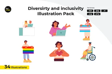 Diversidad e inclusión de las personas Paquete de Ilustraciones