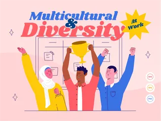 Multiculturalidad y diversidad en el trabajo Paquete de Ilustraciones