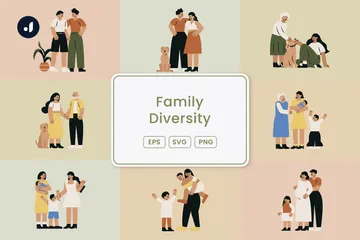 Diversidade Familiar Pacote de Ilustrações